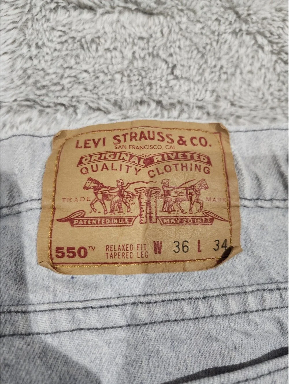 VTG 1995 LEVIS 550 36 X 34 Grey DENIM JEANS Regular Fit